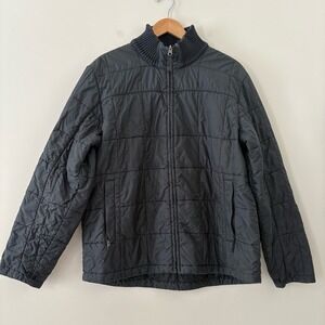 LL Bean Jacket Mens Large Black Quilted Full Zip Mock Neck Puffer OG1L1